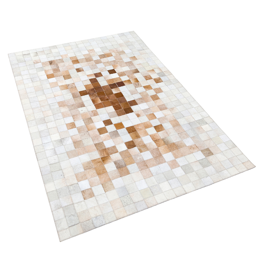 Real White Brown Cowhide Rug