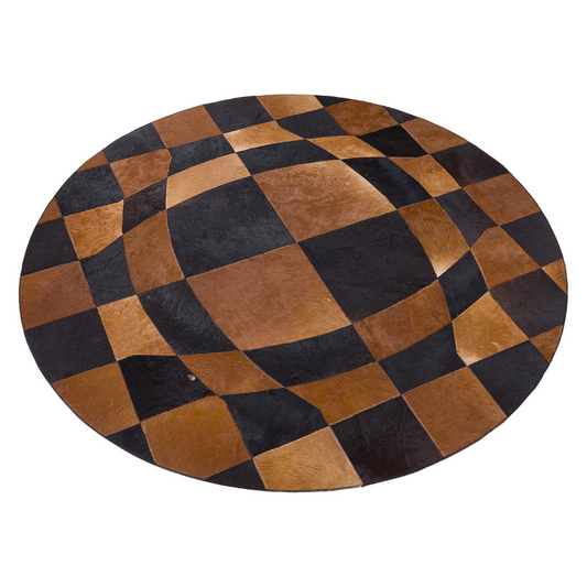 Brown Round Cowhide Rug