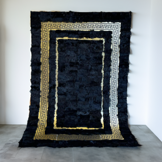 Elegant Black Luxury Soft Sheepskin Rug