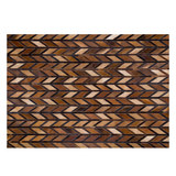 Geometric Brown Cowhide Leather Rug