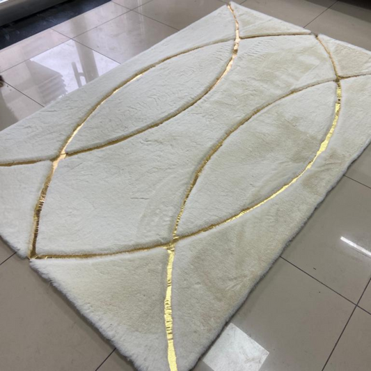 White Gold Gold Plush Area Rug