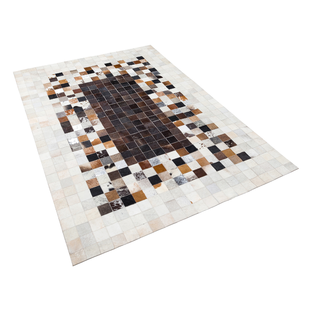 Tricolor Cowhide Square Rug