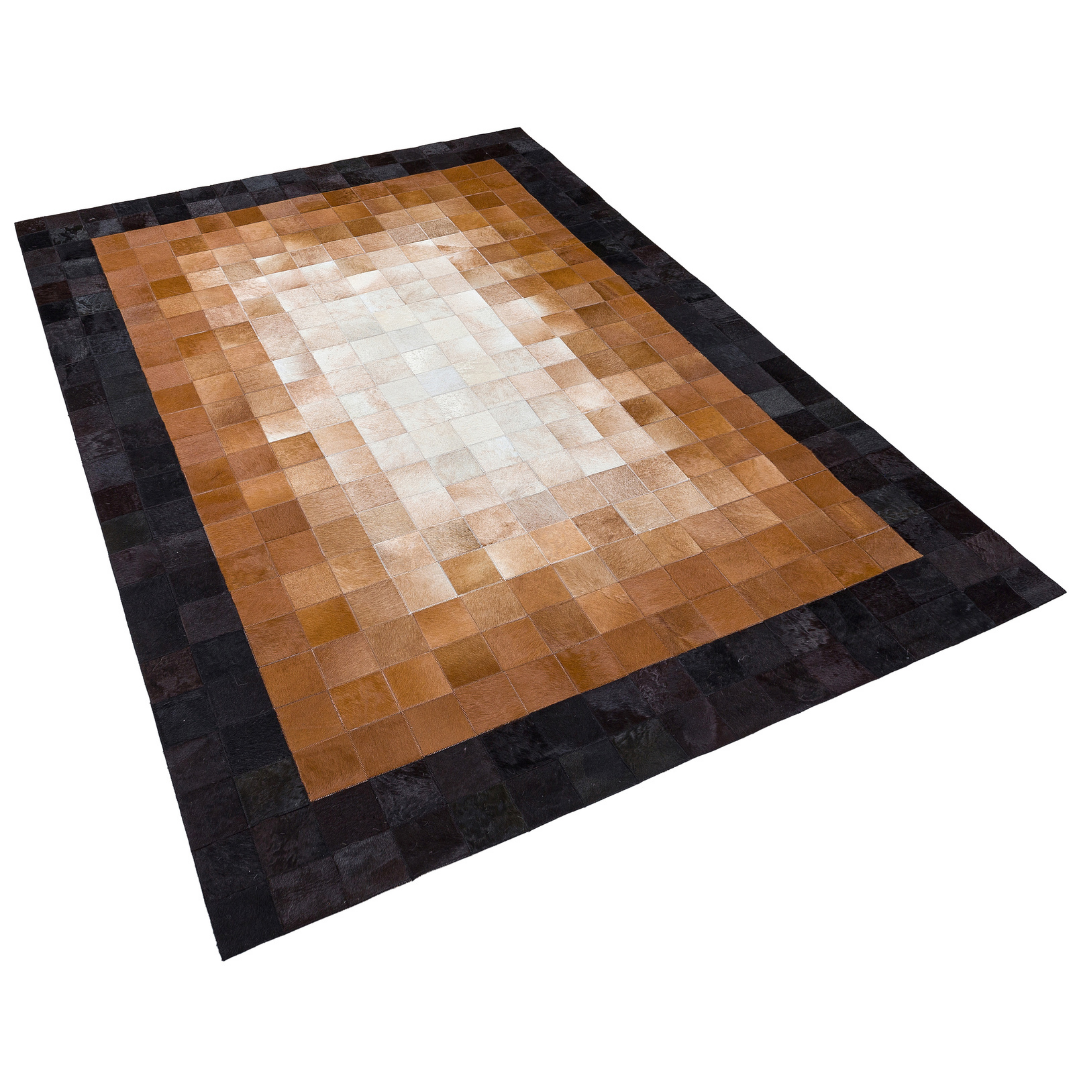 Brown Black Genuine Cowhide Rug