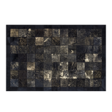 Black Cowhide Leather Rug with Leaf