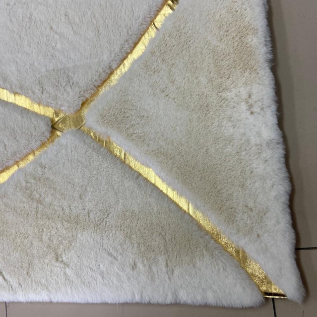 White Gold Gold Plush Area Rug