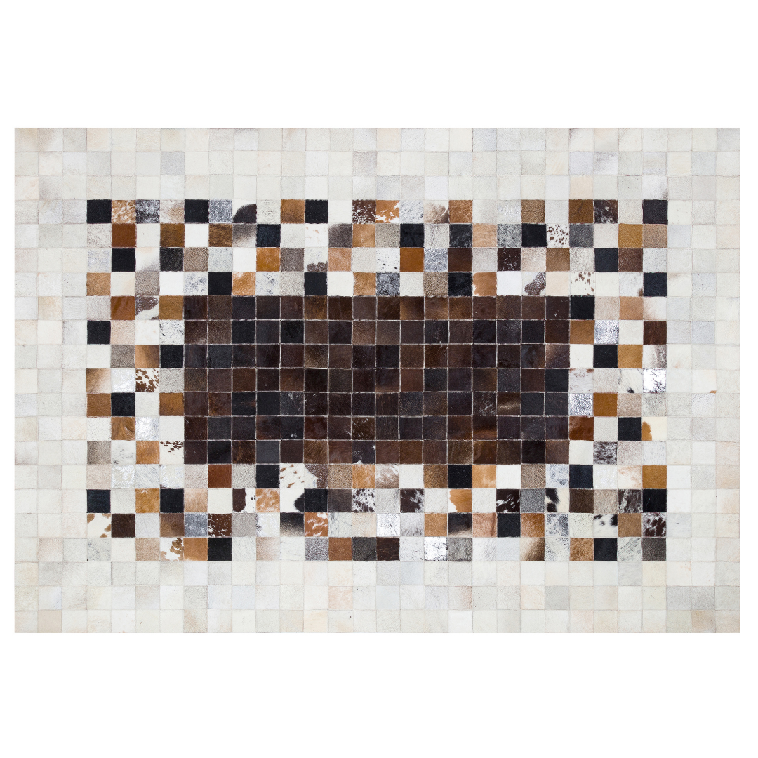 Tricolor Cowhide Square Rug