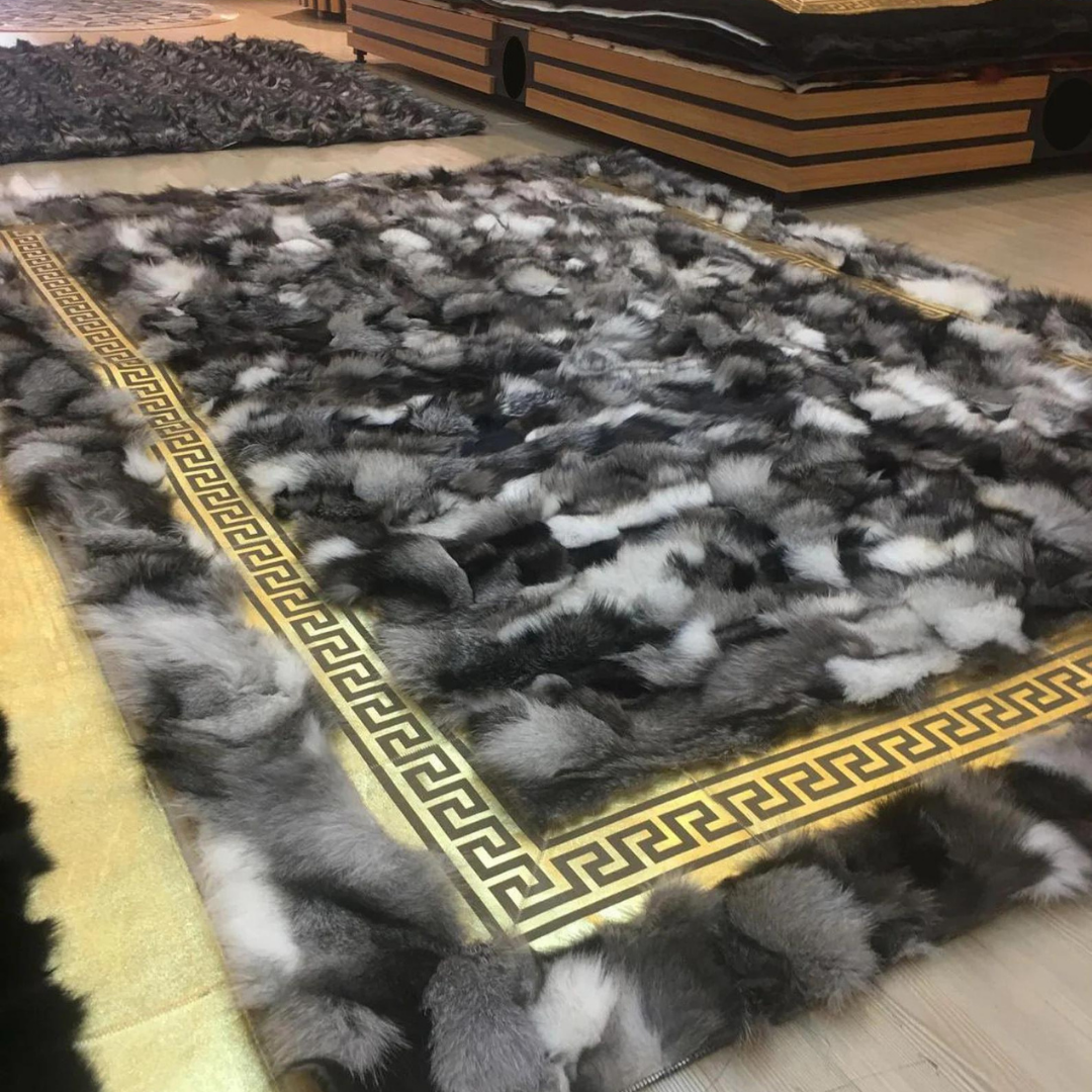 Grey Gold Fox Fur Soft Rug