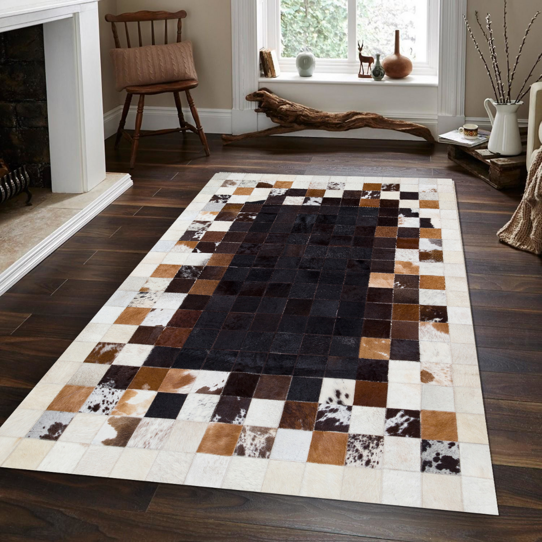 Tricolor Real Cowhide Rug