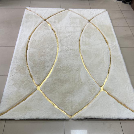 White Gold Gold Plush Area Rug