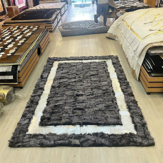 Gray Silver Sheepskin Area Rug