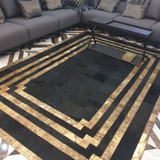 Black Gold Patchwork Cowhide Area Rug