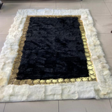 Fluffy Sheepskin White Black Rug