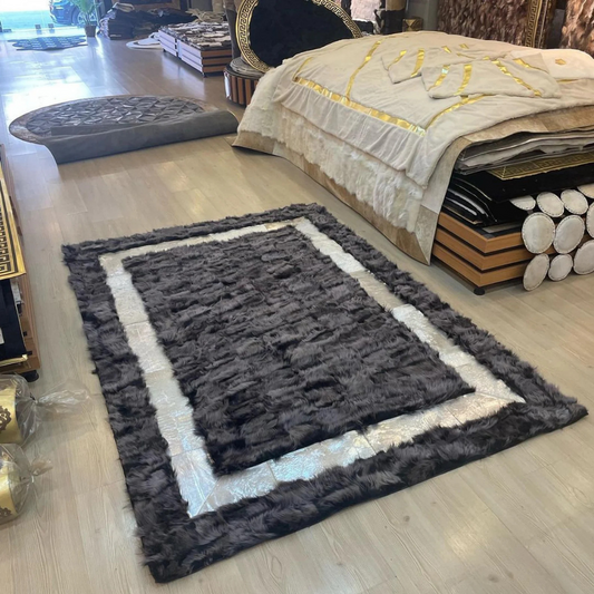 Gray Silver Sheepskin Area Rug