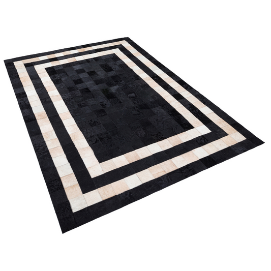 Black Minimal Cowhide Area Rug