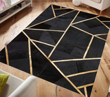 Black Gold Cowhide Leather Rug