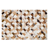 Geometric Brown White Cowhide Rug