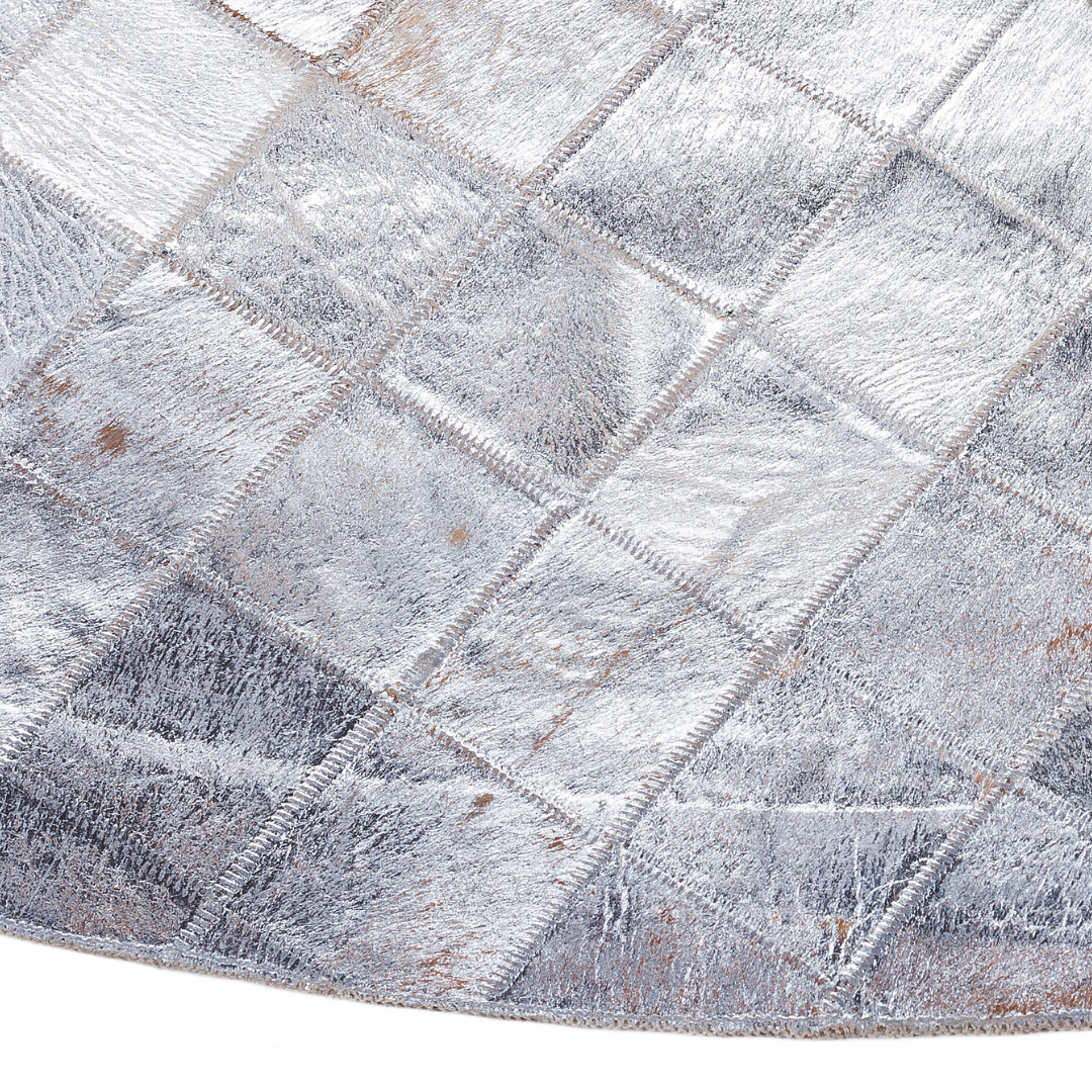 Circle Silver Cowhide Rug