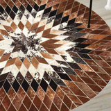 Round Cowhide Geometric Rug