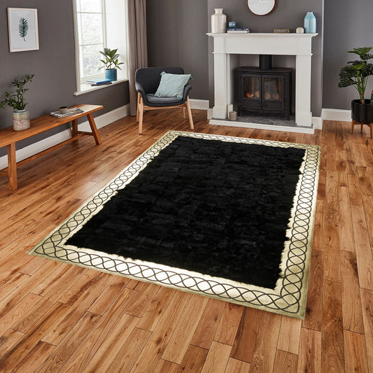 Black and Gold Sheepskin Rug