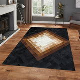 Tricolor Patchwork Genuine Cowhide Rug