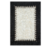 Black Cream Genuine Cowhide Square Rug