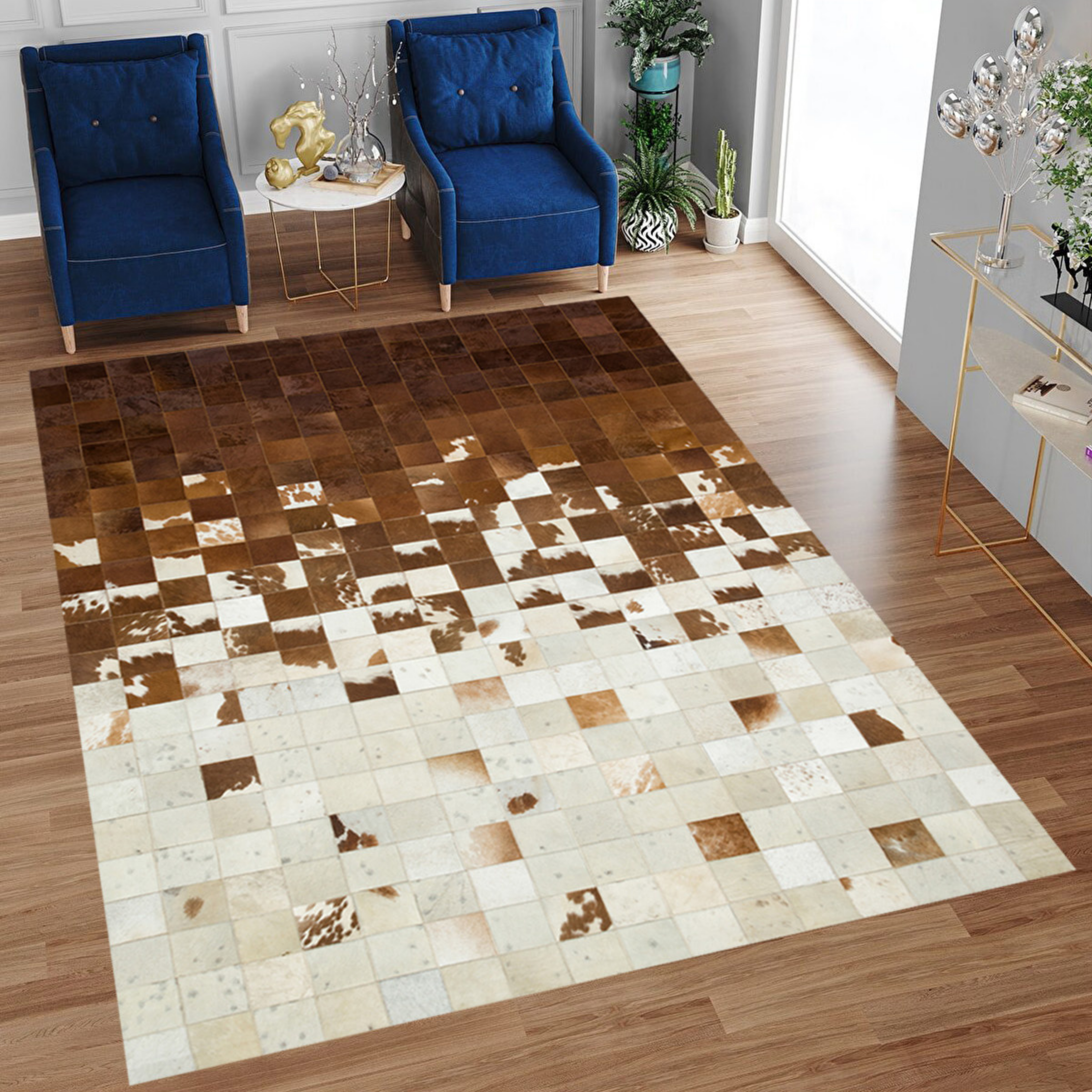 Natural Patchwork Cowhide Rug