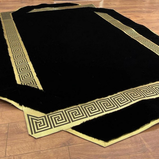 Luxury Black Gold Plush Rug