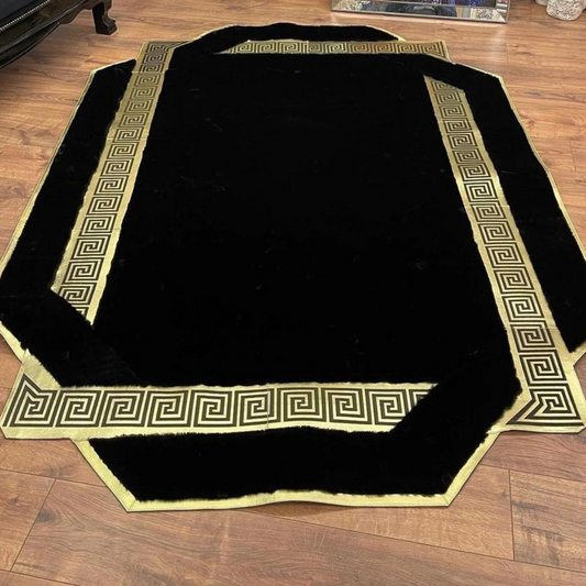 Luxury Black Gold Plush Rug