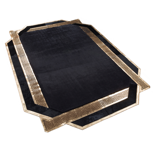 Black Gold Plush Soft Rug