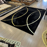 Black Gold Bedroom Plush Soft Rug