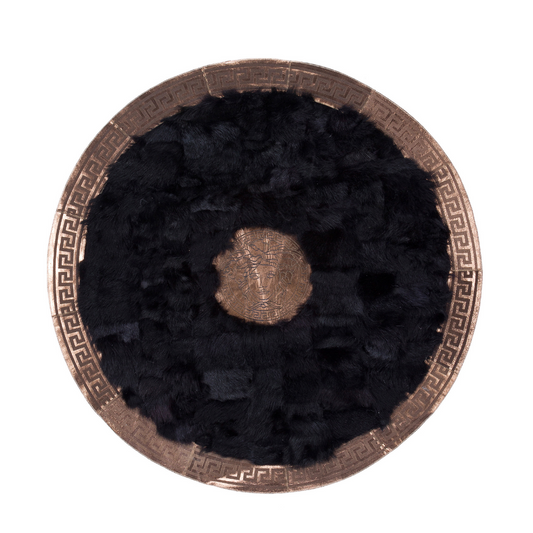 Black Round Sheepskin Rug