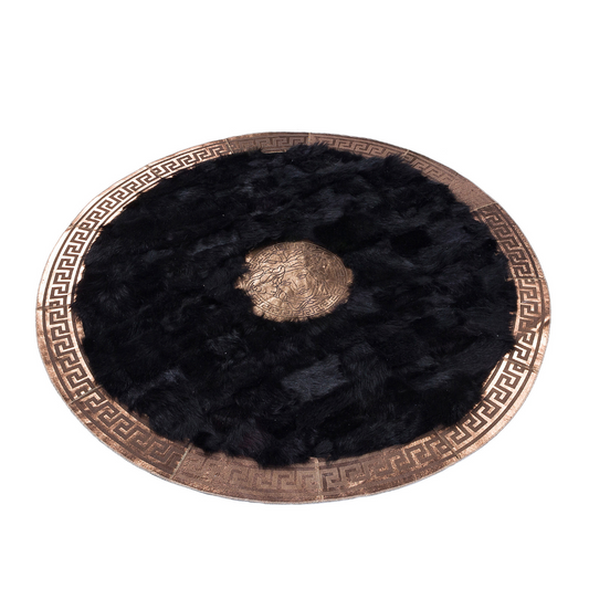 Black Round Sheepskin Rug