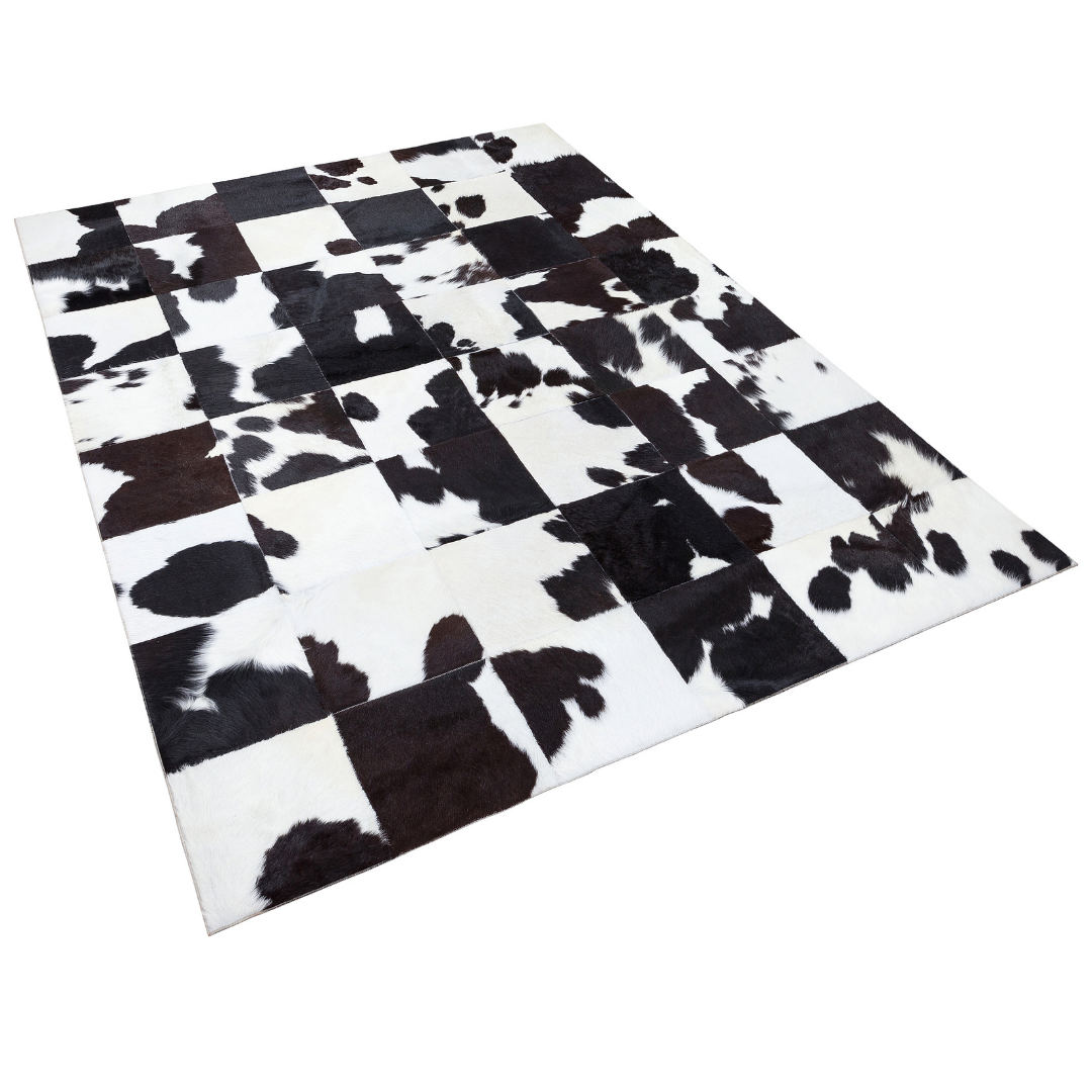 Cowhide White Black Rug