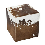 Brown White Cowhide Ottoman