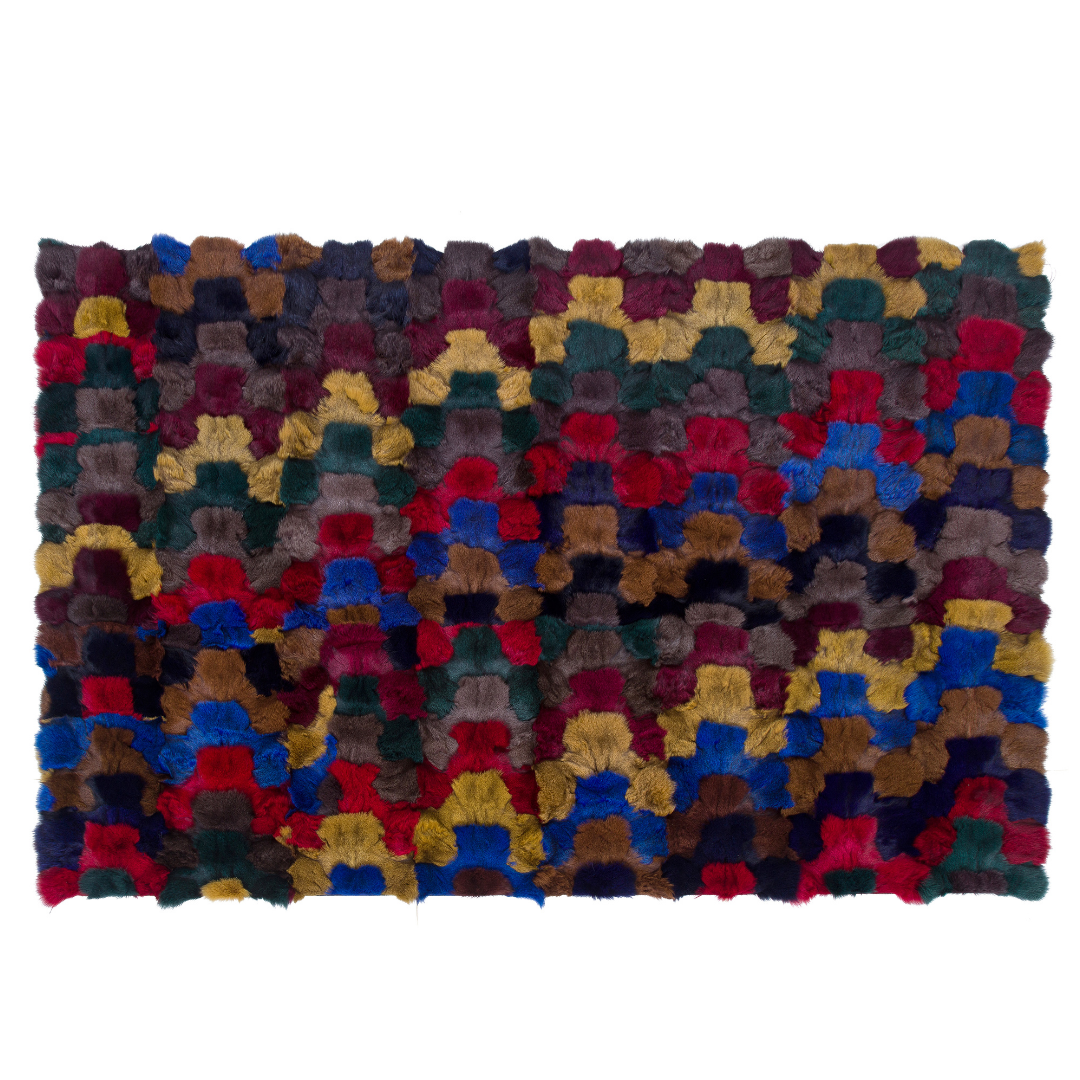 Colorful Fox Fur Large Rug