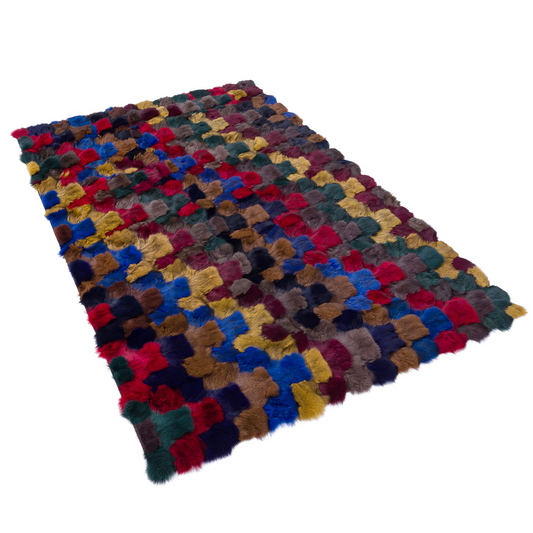 Colorful Fox Fur Large Rug