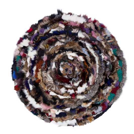 Colorful Round Fox Fur Rug