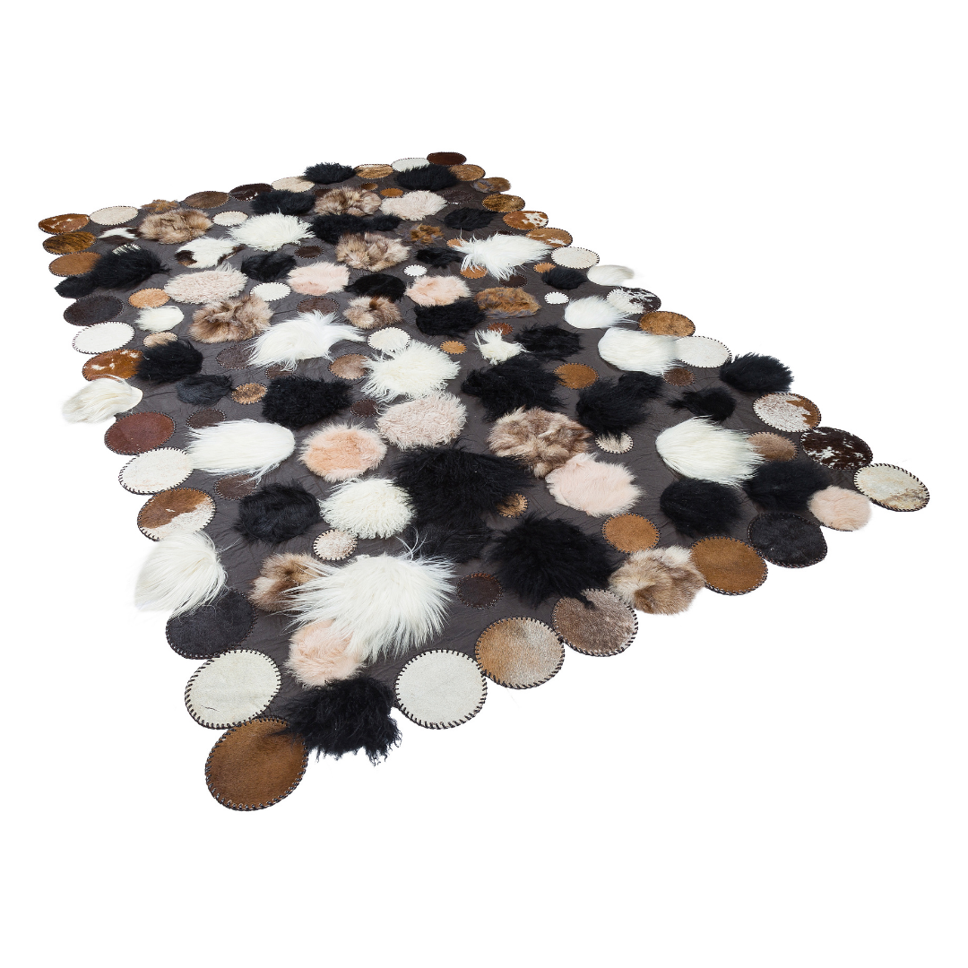 Cowhide and Fur Rug