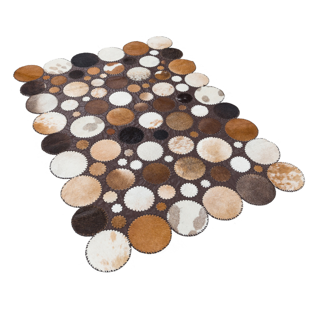 Cowhide Geometric Leather Rug