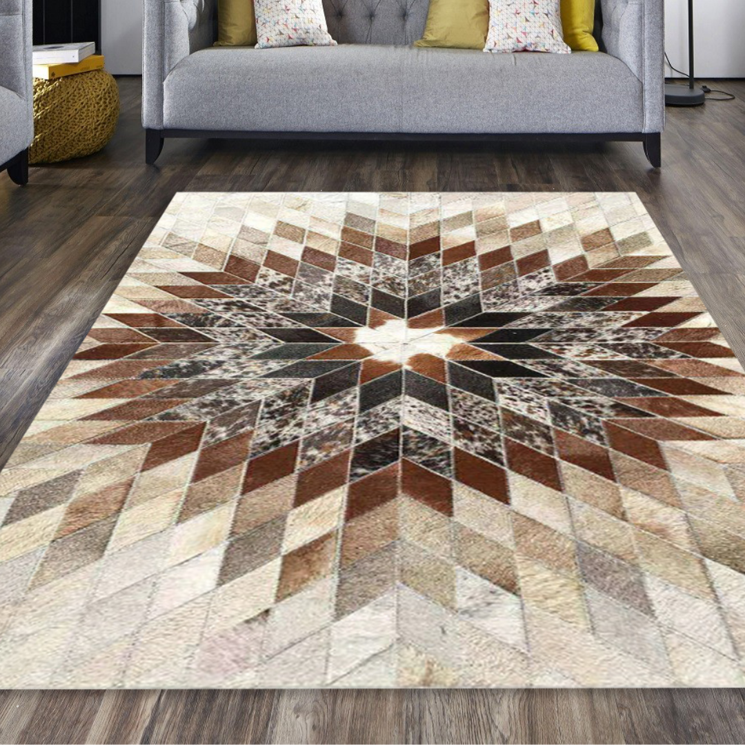 Geometric Real Cowhide Rug