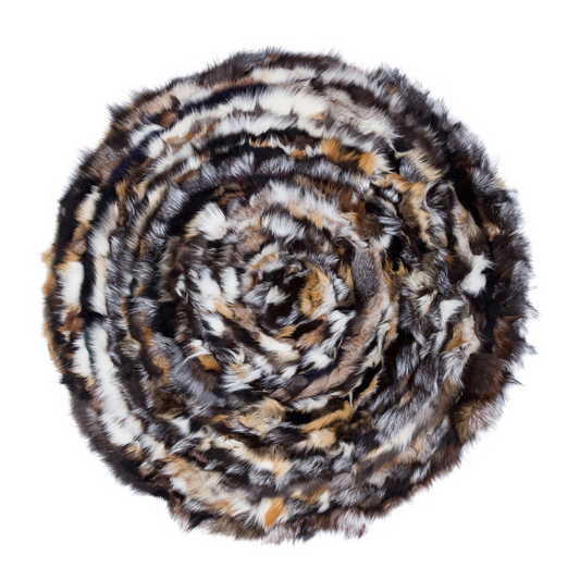 Round Fox Fur Wool Rug