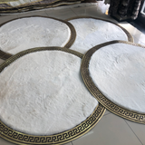 Round Plush White Gold Rug