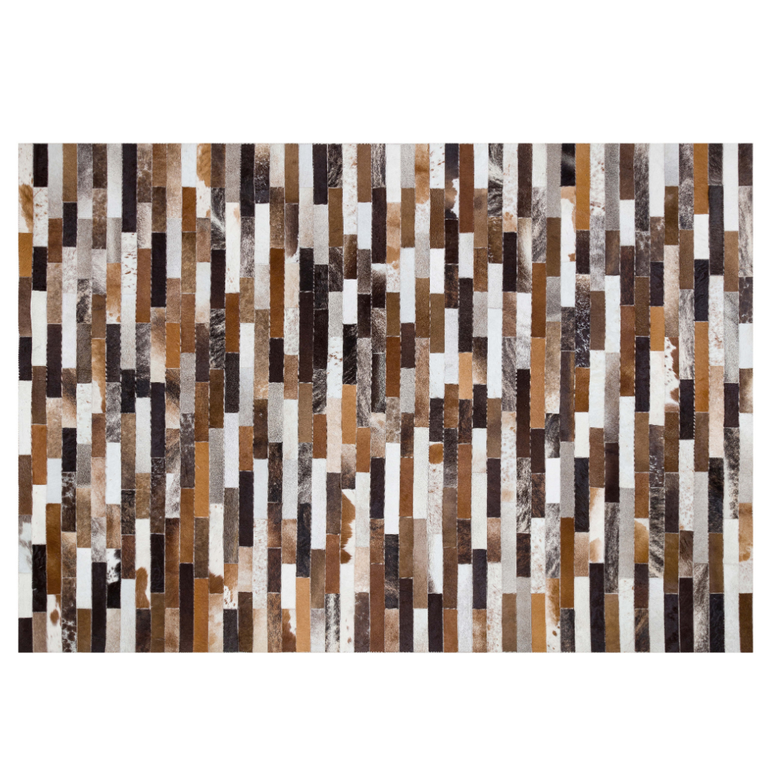 Geometric Tricolor Cowhide Leather Rug