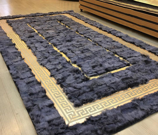 Luxury Gray Gold Sheepskin Rug