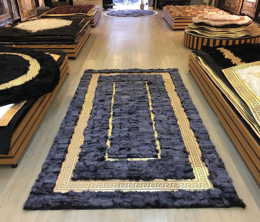 Luxury Gray Gold Sheepskin Rug