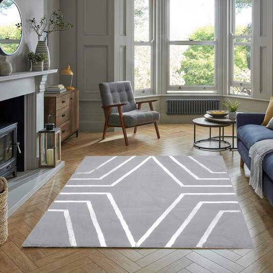 Gray Silver Plush Rug