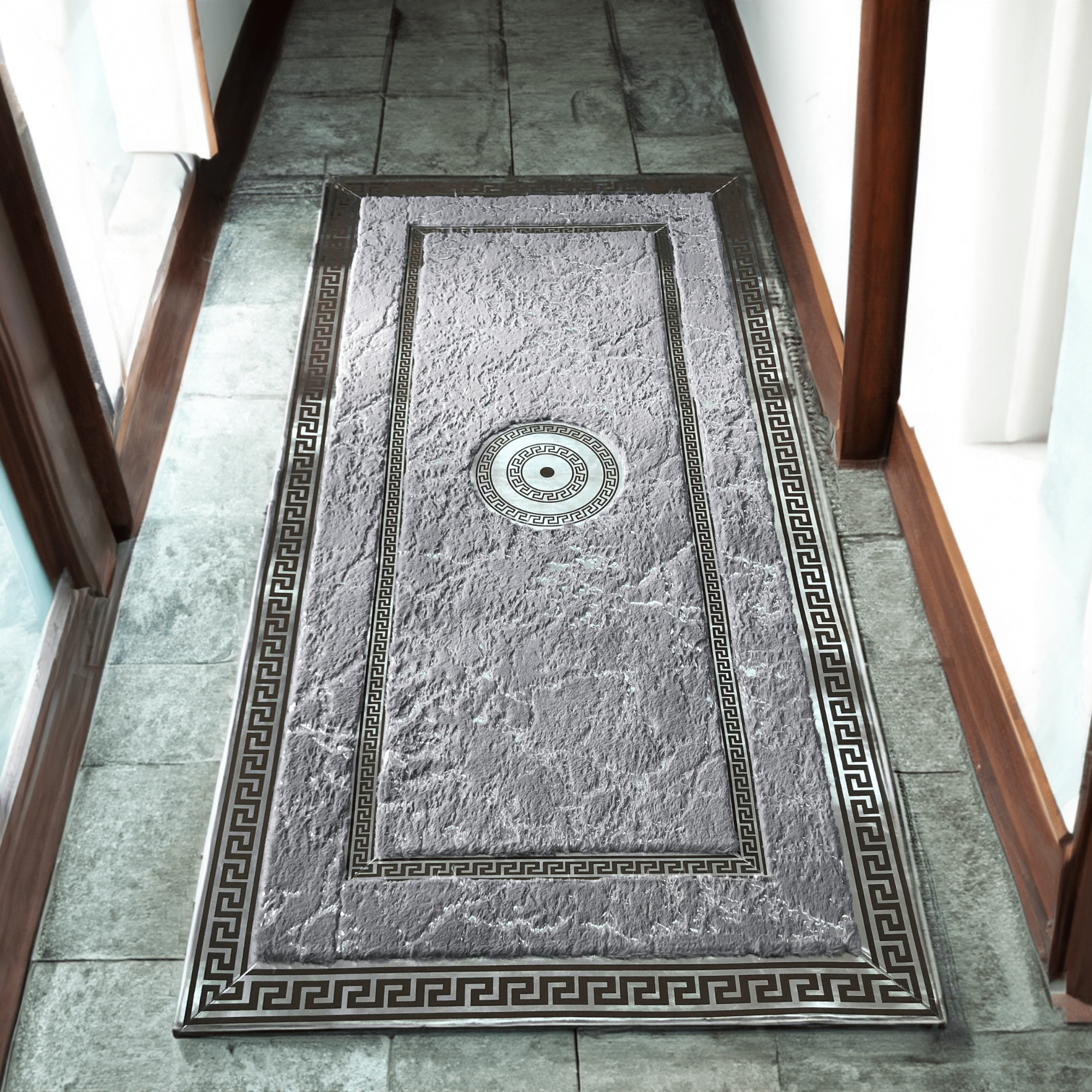 Hallway Gray Silver Runner Rug