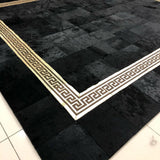 Patchwork Cowhide Black Gold Rug