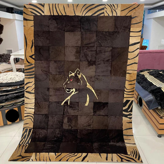 Tiger Design Cowhide Zebra Rug