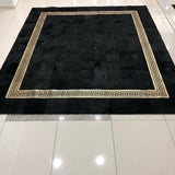 Patchwork Cowhide Black Gold Rug